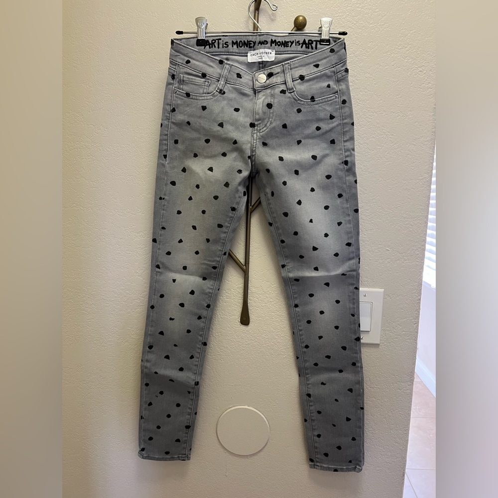 Each X Other Limited Edition grey skinny dot art jean size 25 NWT